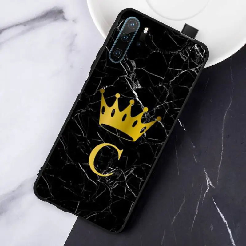 

Letter Black Marble Gold crown Phone Case For Huawei honor Mate P 10 20 30 40 Pro 10i 9 10 20 8 x Lite