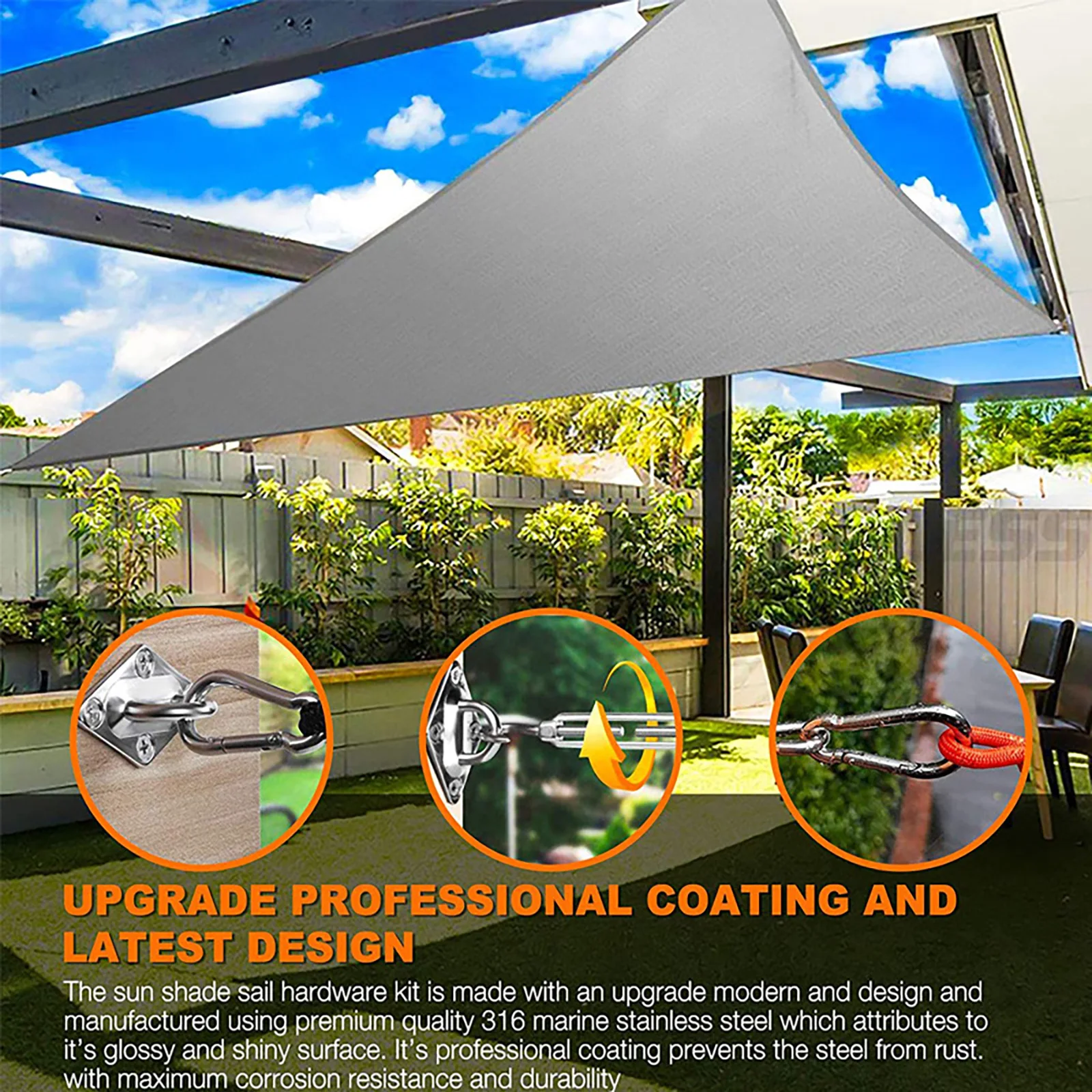 

81pcs Sun Shade Sail Fixing Kit 304 Marine Stainless Sun Shade Sail Installation Set For Outdoor Patio Garden Accessories