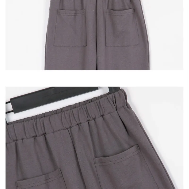 

Big Girls Summer Casual Pants Korean Style Elastic Waist Kids Pants for Girls Brief Children Ankle Length Pants Pocket