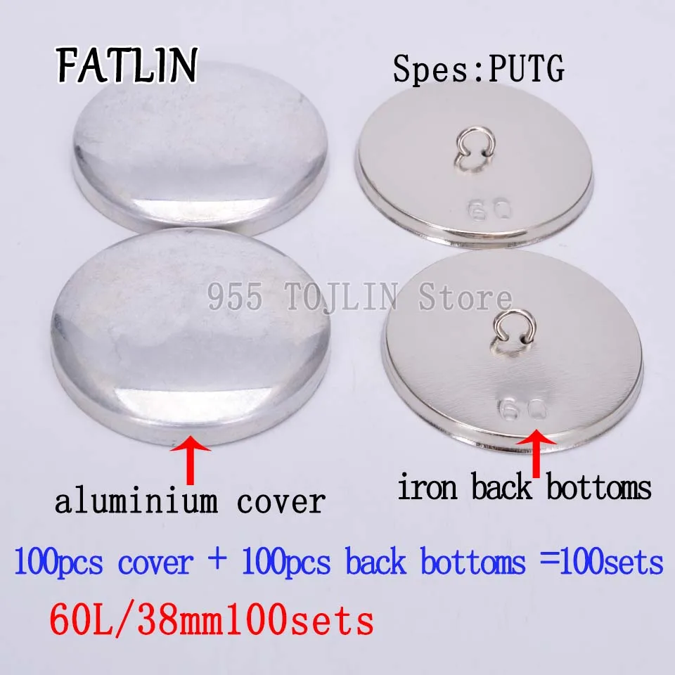 60L 38mm 100sets 100 наборов 24L-60L железная Задняя нижняя часть ПУ ткань Покрытые Кнопки Скрапбукинг покрытые круглые комбинированные кнопки для DIY дивана аксессуары - Цвет: 60L 38mm 100sets