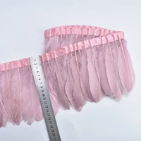 2 meters leather pink goose feather trims trim geese feather ribbons 15 20cm 6 8inch fringes pheasant feathers for crafts plumas