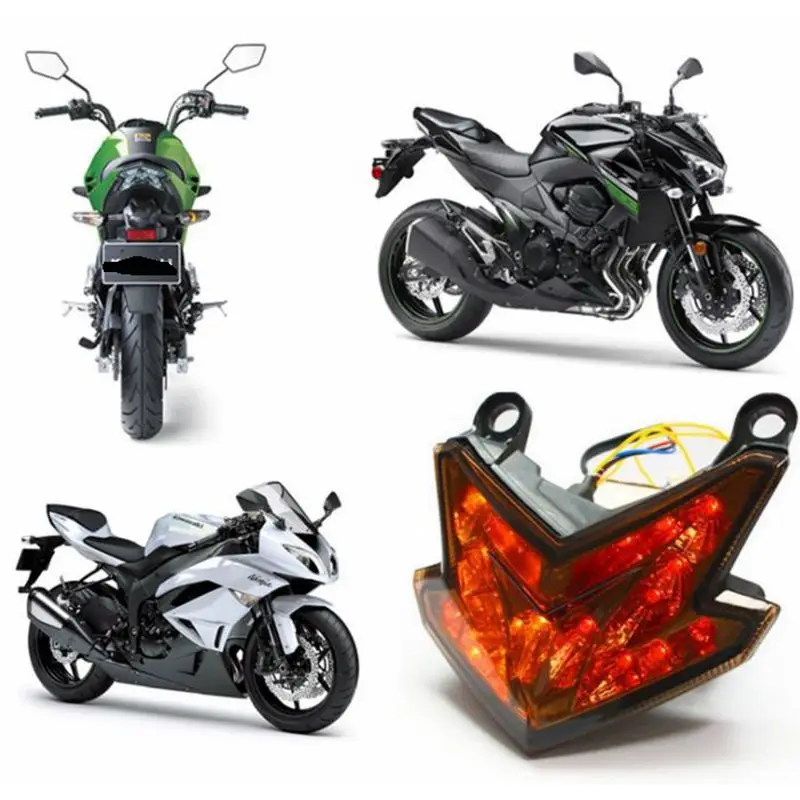 Smoke Motorcycle LED Tail Light lights Red Stop Rear Lamp Turn Signals For Kawasaki Z800 ZX-6R Z125 2013 2014 2015 |