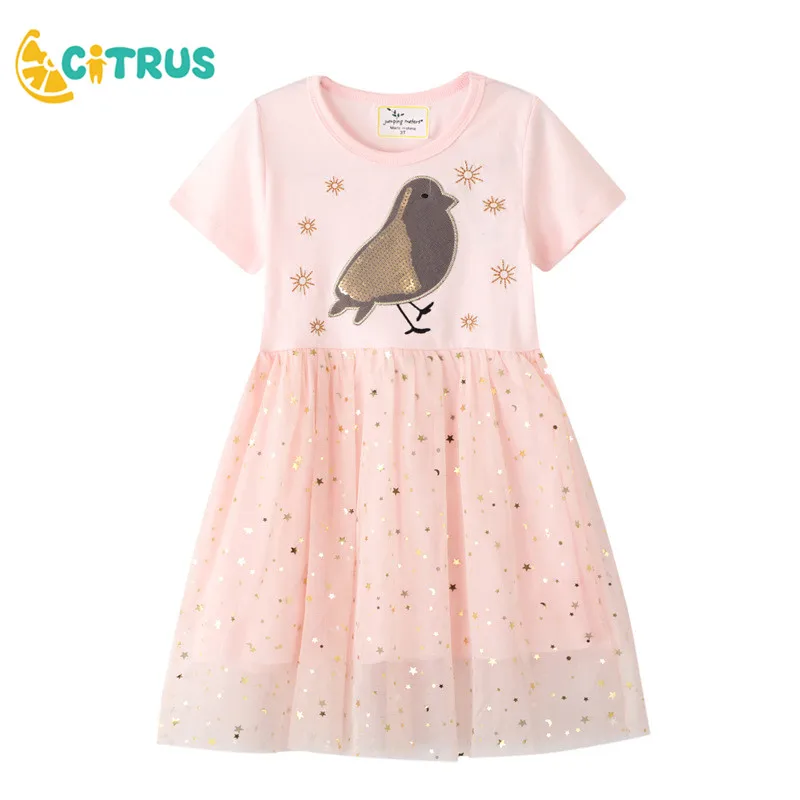 Для маленьких девочек Розовое платье с изображением животных из хлопка Dird милой