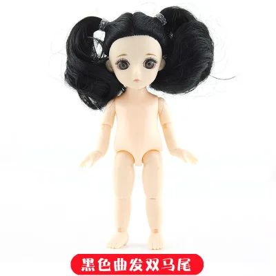 Black double horseta 13 подвижных шарнирных 15 см 1/12 BJD куклы игрушки BJD Детская кукла Обнаженная Женская мода тела Куклы Игрушки для девочек подарок нормальная кожа - Цвет: Black double horseta