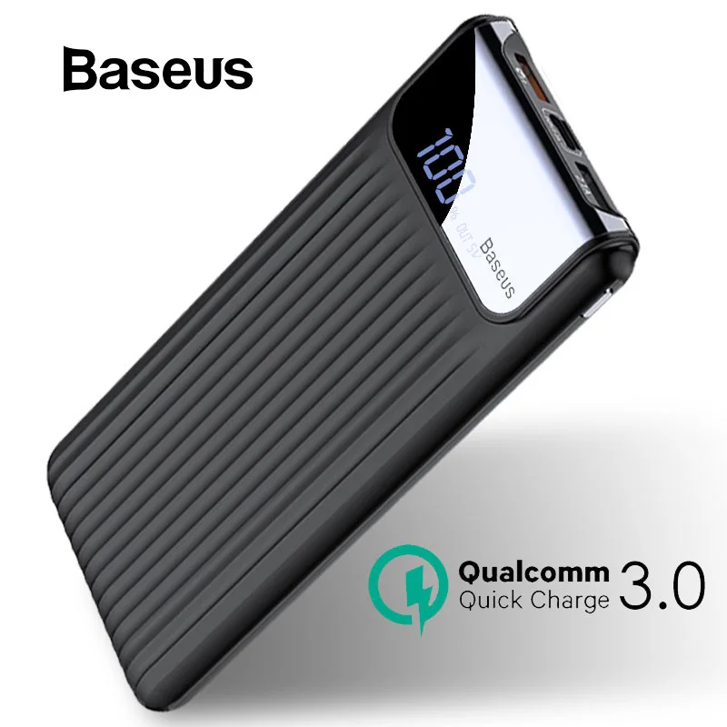 Baseus 10000 мАч Внешний аккумулятор быстрая зарядка 3,0 портативное Внешнее зарядное устройство ЖК-дисплей Diaplay внешний аккумулятор для iPhone samsung Xiaomi