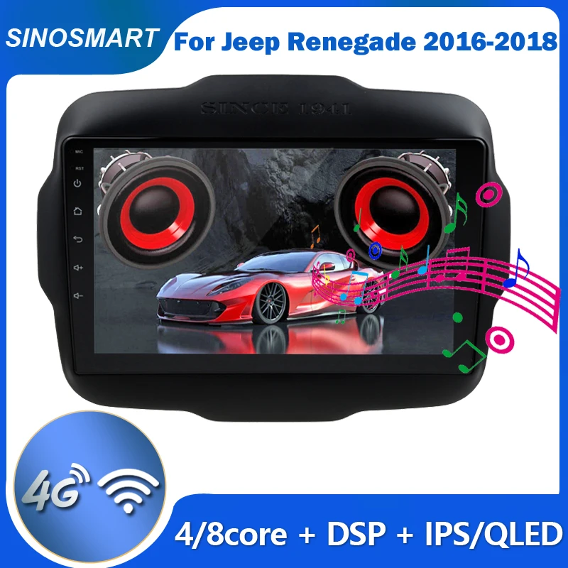 

Sinosmart for Jeep Renegade Android 2016-2018 Car GPS Player Navigation Radio 8 Core,DSP 48EQ 2.5D IPS/QLED Screen