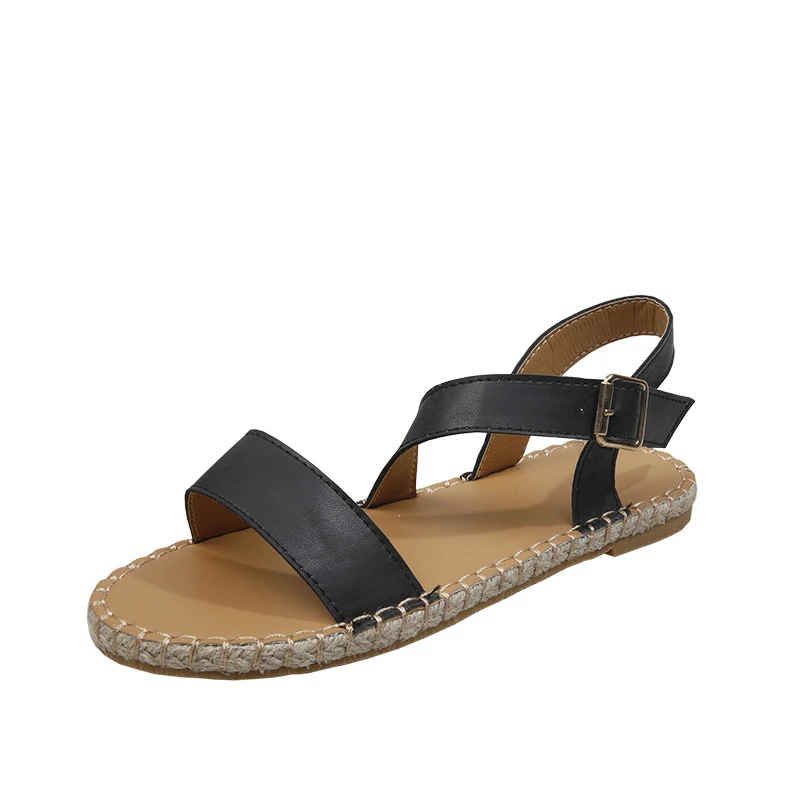 

Summer Women's Sandals Flats Ladies Sewing Buckle Female Ankle Strap Sandal Snake Pattern Woman Shoes Outdoor Beach Comfort 2021