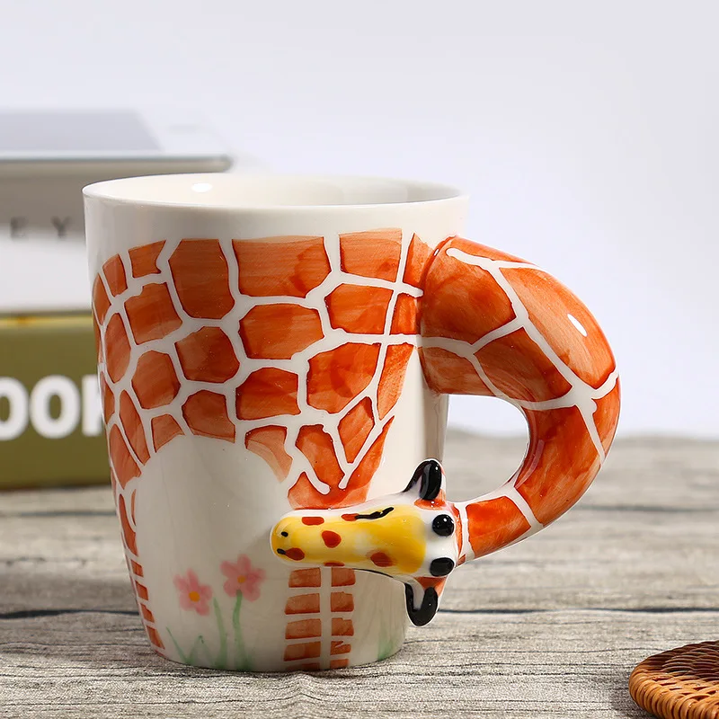 Горячая Распродажа стерео ручная роспись 3D чашка с животными мультяшный Жираф