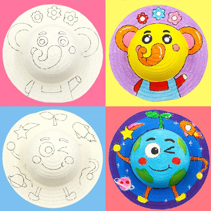 Детская летняя шляпа детская соломенная DIY креативные игрушки ручная работа