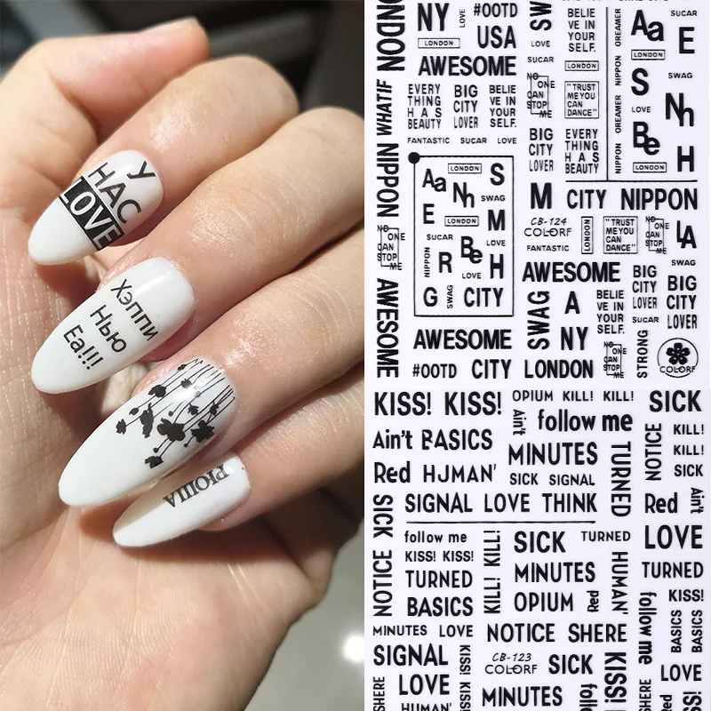 1 Sheet 3D Alphabet Nail Sticker Cute Unique Pattern Self-Adhesive Art Decals Transfer DIY Design | Красота и здоровье
