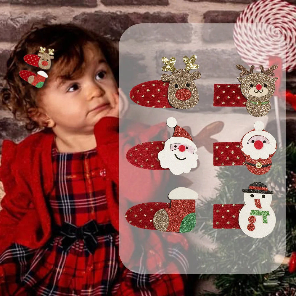 

Nishine New Korean Cute Christmas Hairpin Santa Hat Hair Tie Snowman Elk Barrettes for Baby Girls Fashion Hair Accessories