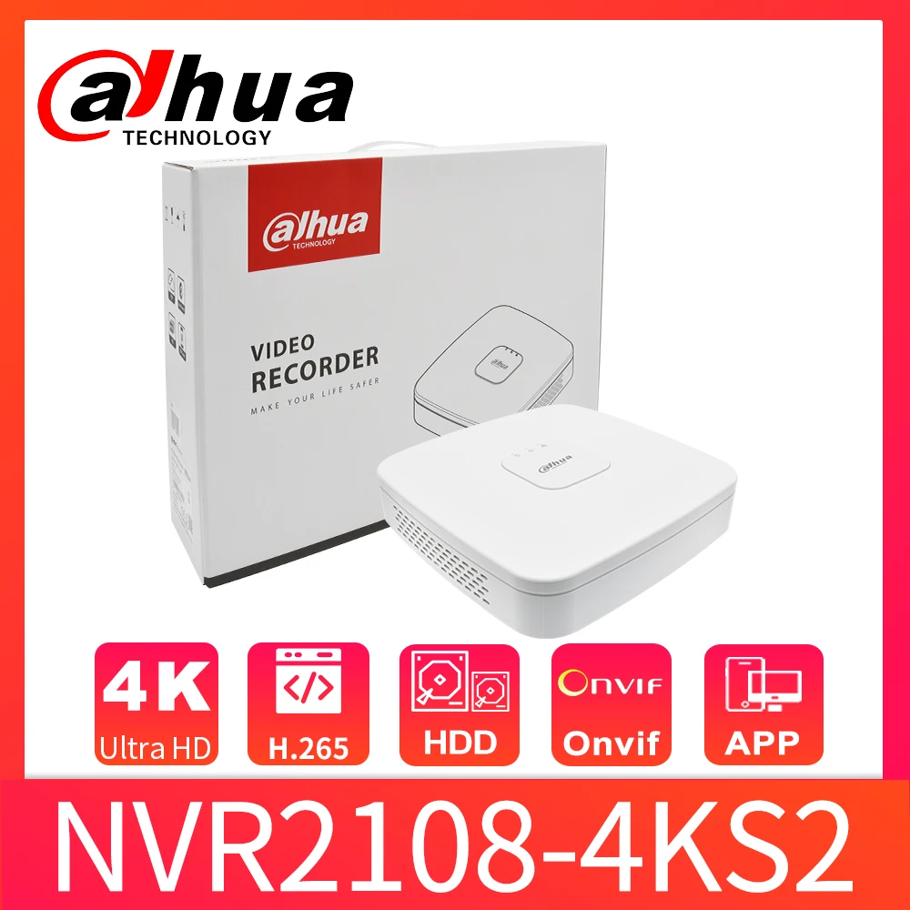 Dahua оригинальный NVR NVR2108 4KS2 8CH 8MP 4K сетевой видеорегистратор 80 Мбит/с пропускная