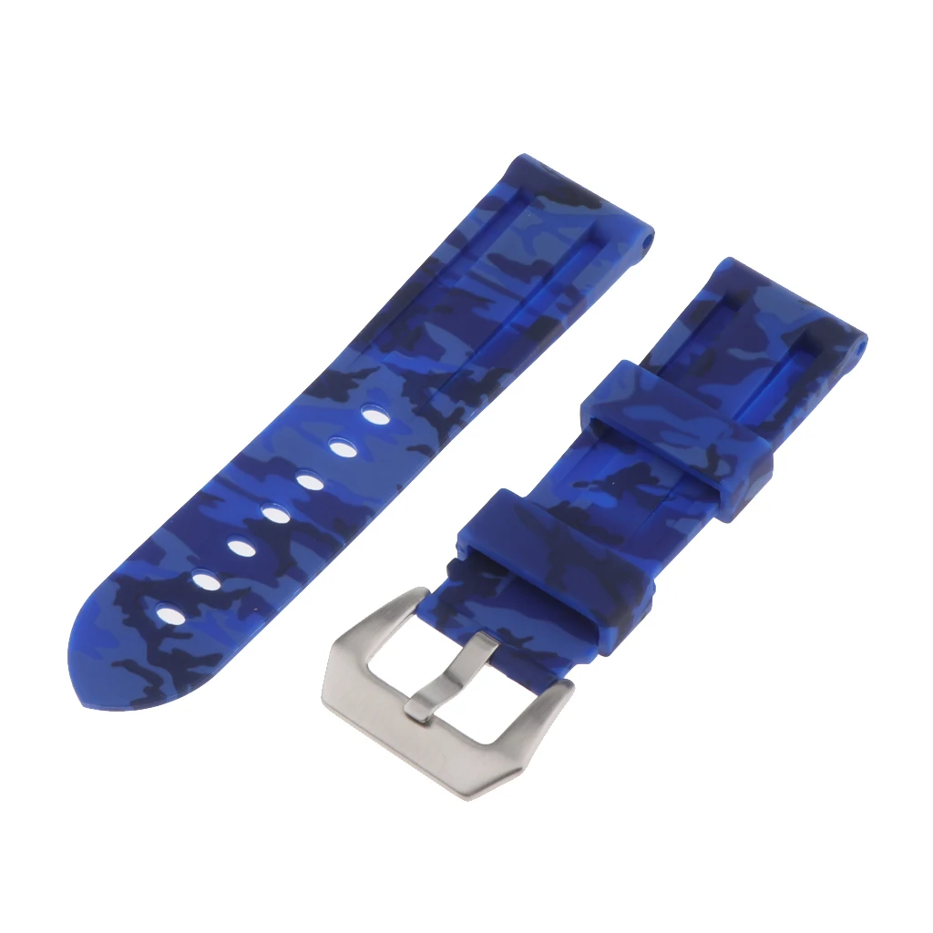 

Soft Camouflage Silicone Rubber Waterproof Watch Strap for Smart Watch Band 24mm