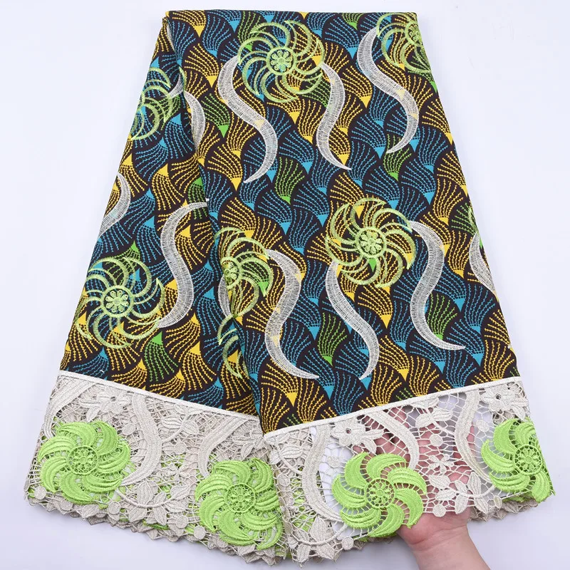 

Ankara Wax Fabric African with Stone Wax Cord Guipure Lace Fabric High Quality African tribe Wax Fabric 5Yards