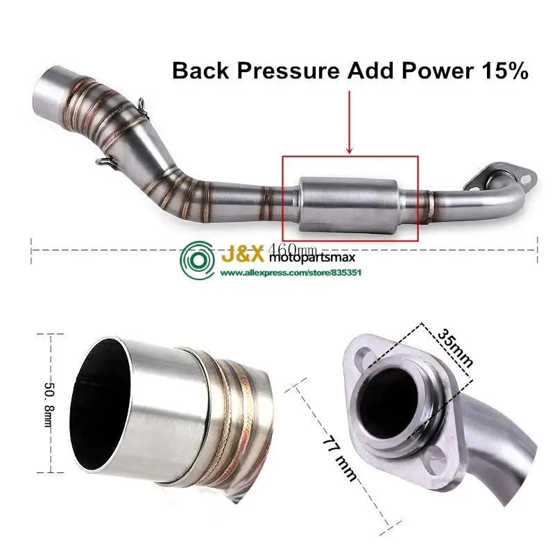 

For YAMAHA NVX155 aerox 155 NVX155 Motorcycle Exhaust Slip On Full System Modified Front Middle Link Pipe Muffler With Stciker