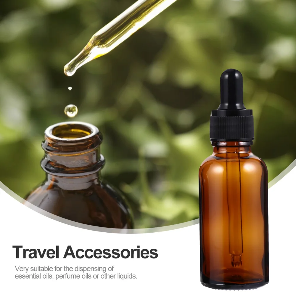 

9Pcs Dropper Glass Empty Bottles Portable Sub Bottle Empty Makeup Bottle (Brown)