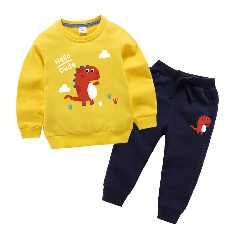 

Autumn and winter baby boy clothes 100% cotton children's suit cartoon sweater+trousers sports baby suit kids clothes girl suit