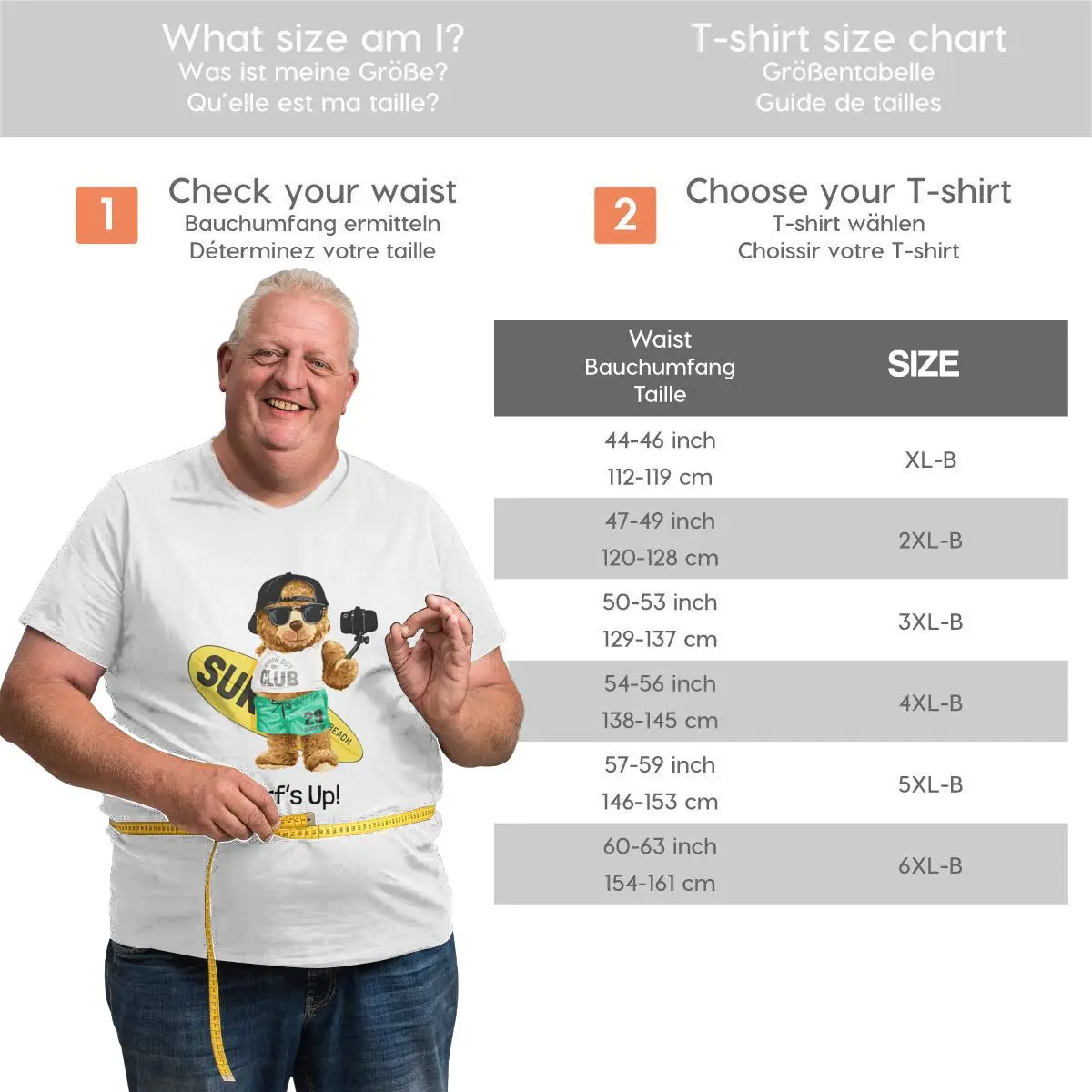 

Surf Up Bear Oversized T Shirts for Man High Quality White Cotton Tops Tee Plus Size 6xl 5xl O Neck Summer Clothes Streetwear