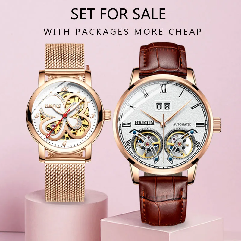 HAIQIN для мужчин часы Механические Роскошные деловые матовый Tourbillon 50 м водостойкий