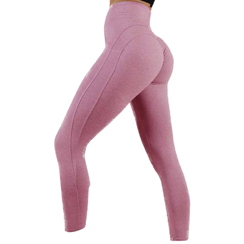 

Женские штаны для йоги с высокой талией, спортивные Леггинсы с эффектом пуш-ап для фитнеса и бега, однотонные леггинсы YS-BUY