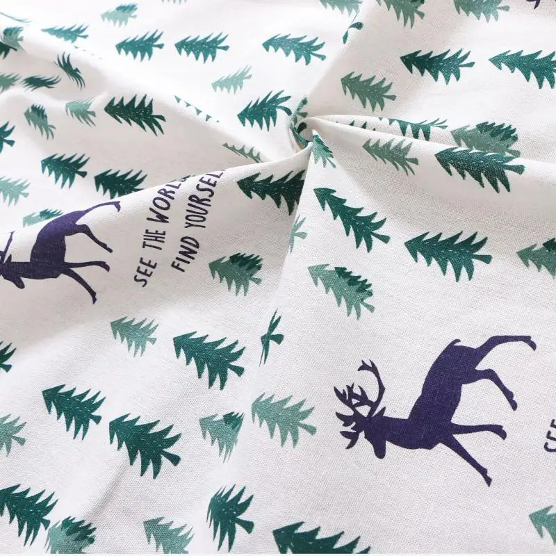 Скатерть из хлопка с изображением рождественского леса и оленя | Дом сад