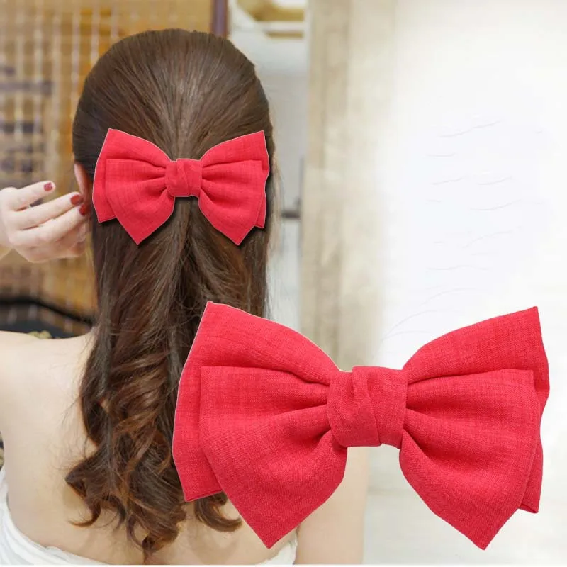 Заколки для волос с большим бантом женские Винтажные заколки в Корейском стиле 2