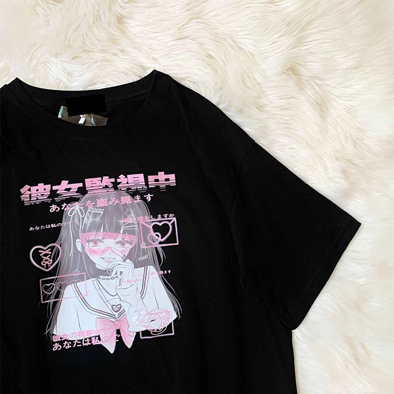 

Aesthetic T Shirt Cute Anime Fashion New Harajuku Tshirt Casual Korean Style Graphic Hip Hop T-shirt Female Ton Shirt Women 2021