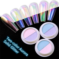 two color aurora transparent neon solid mirror nails powder glitter dust chrome pigment nail art decorations accessories