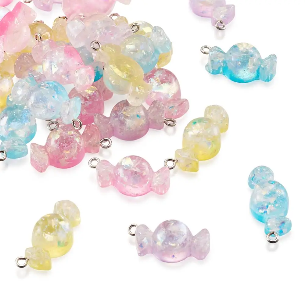 

30pcs Candy Color Resin Pendants charms for DIY Jewelry Cute Pendants Necklace Bracelet Keychain Making findings