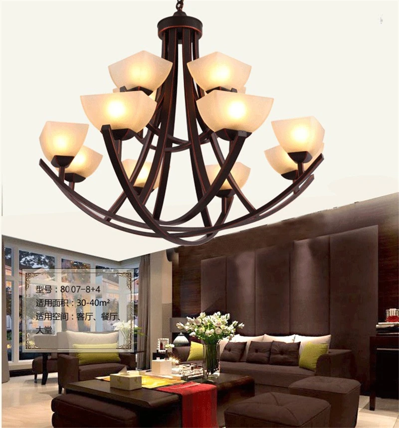 Деревенская люстра из кованого железа Европейский Американский ретро