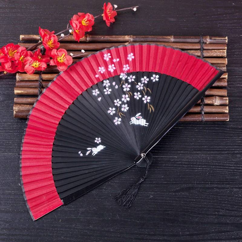 

Vintage Hand Fan Chinese Style Silk Folding Fan Art Craft Home Decoration Ornaments Fans Girls Party Folding Ladys Dance Gifts
