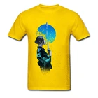 Забавные мужские футболки с голубой Луной и японской гейшей, Самураем, крутой дизайн, толстовки с коротким рукавом, Желтая Женская футболка с рисунком воина, Rebel