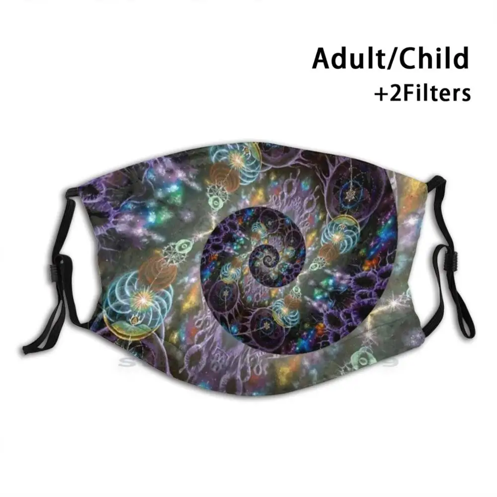 

Optic Spiral Adult Kids Washable Funny Face Mask With Filter Sacred Geometry Spirals