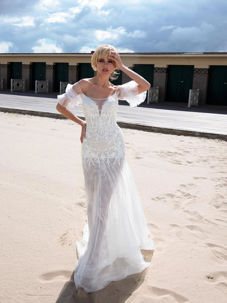 

BAZIIINGAAA Simple Wedding Dress Lace Little Beading Strapless Dress Luxury Wedding Gowns Bridal Can Be Washed Bride Dresses