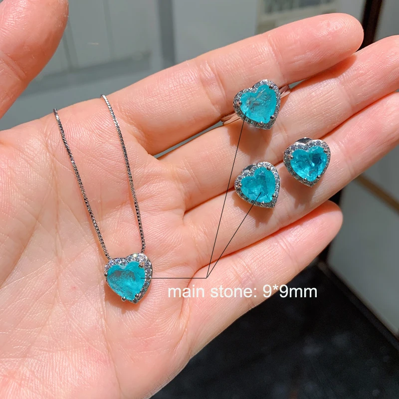 FFGems Paraiba Турмалин изумруд драгоценный камень сердце серебро Золотой Цвет Новые