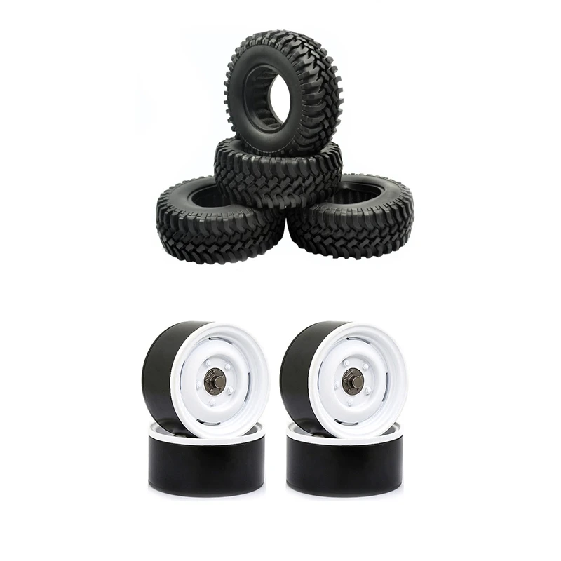 

8 шт. детали для автомобиля на радиоуправлении: 4 шт. резиновые шины 1,9 дюйма 1,9 колесные шины 1,9x38 мм и 4 шт. металлические ступицы обода колеса