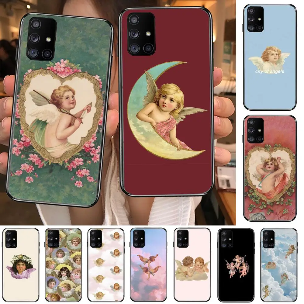 

Cute angel baby Phone Case Hull For Samsung Galaxy A50 A51 A71 A70 A52 A40 A30 A31 A80 A20E 5G S Black Shell Art Cell Cove