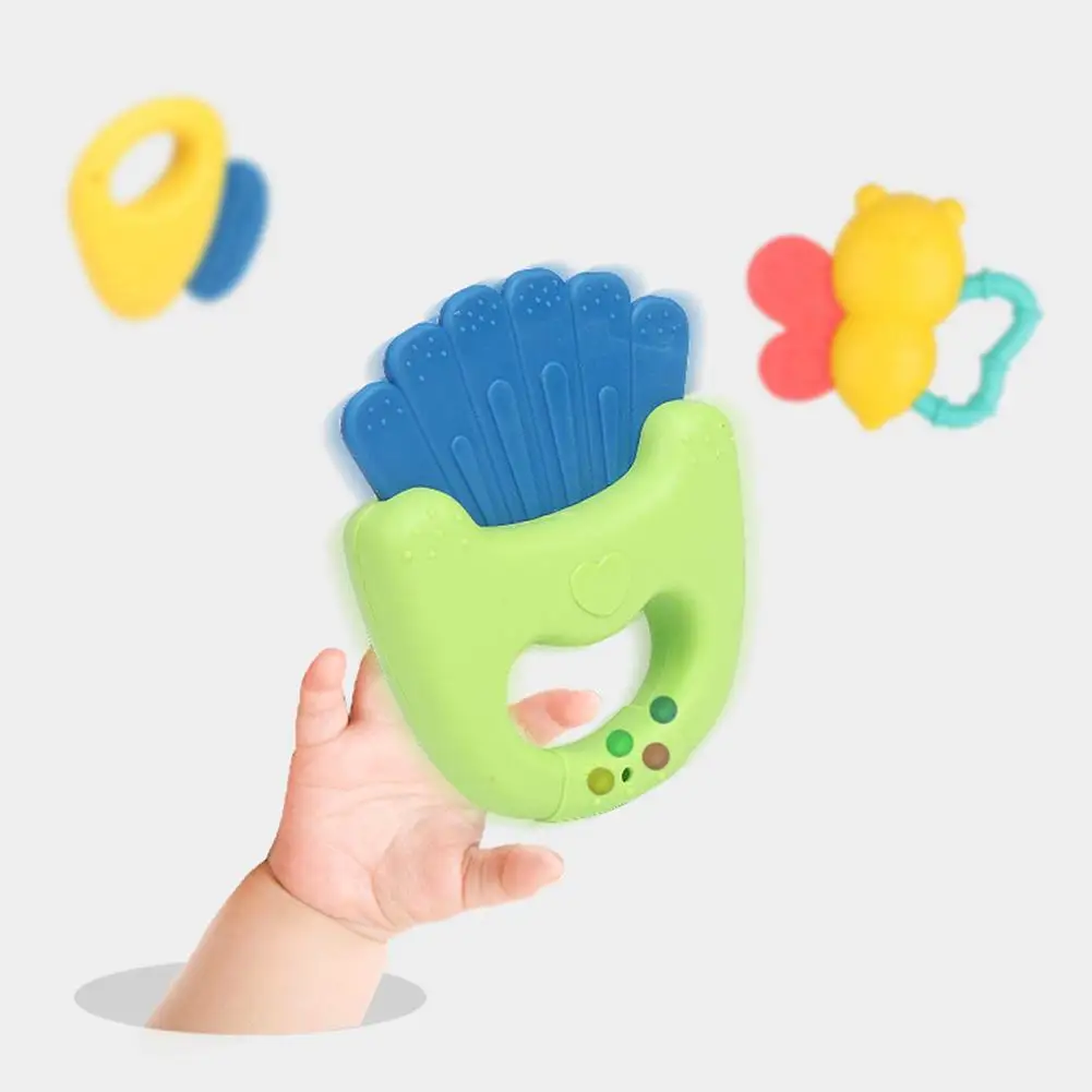 8/12Pcs Candy Color Animal Fruit Baby Hand Grip Rattle Newborns Baby Teether Development Toy