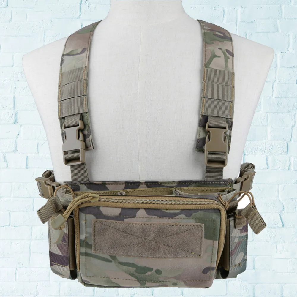 

Breathable Chest Vest Rig Multipurpose Molle Vest with Multi-Pockets Bag Airsoft Fighting Load Carrier Vest for CS Game Paintbal
