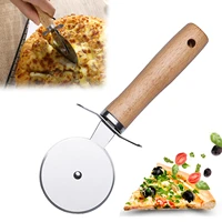 pizza cutter pizza wheelserver shovel with wooden handle food grade stainless steel sharp blade non stick cake slicer light