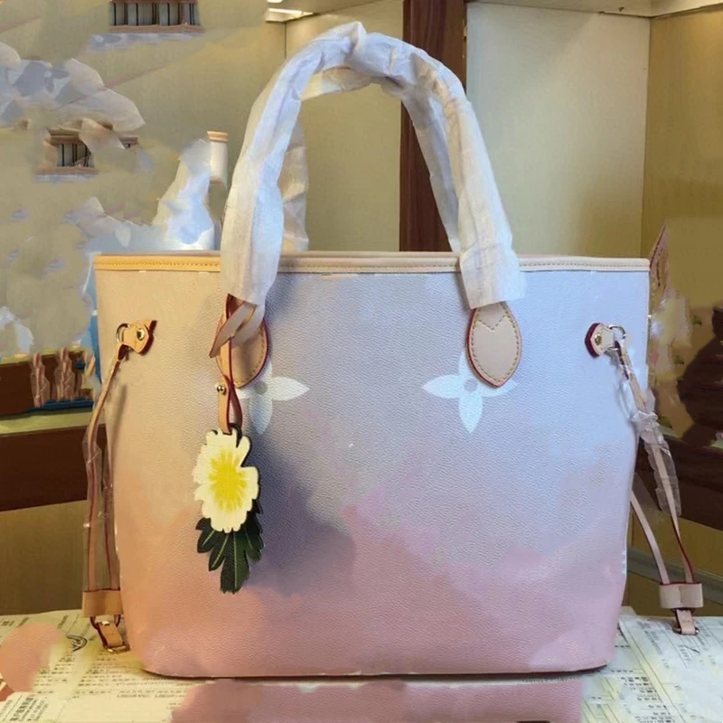 

Fashion trend new gradient leather shopping bag large-capacity handbag woman bag all-match boutique shoulder bag