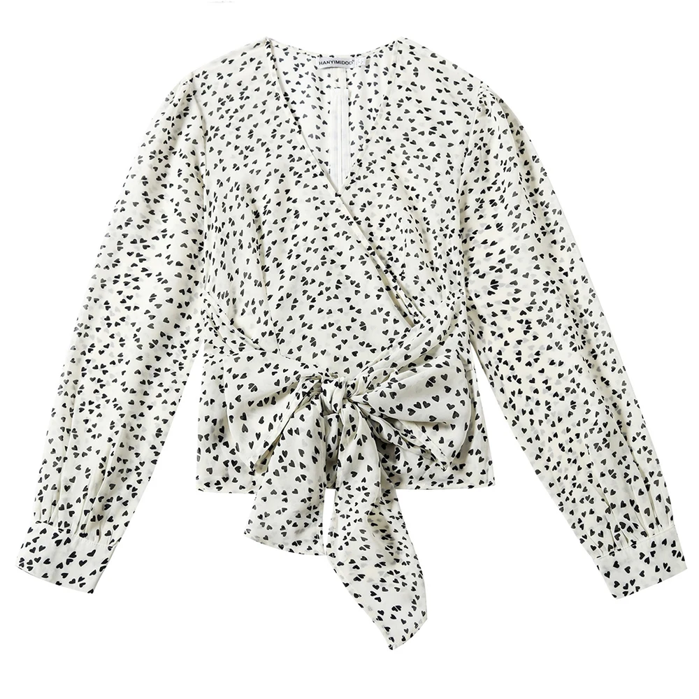 

2020 Spring Summer Women Blouse Chiffon Floral Print Long Sleeve Tops V Neck Shirts Bohemian Blouses Chic Bow Tie Shirts Casual