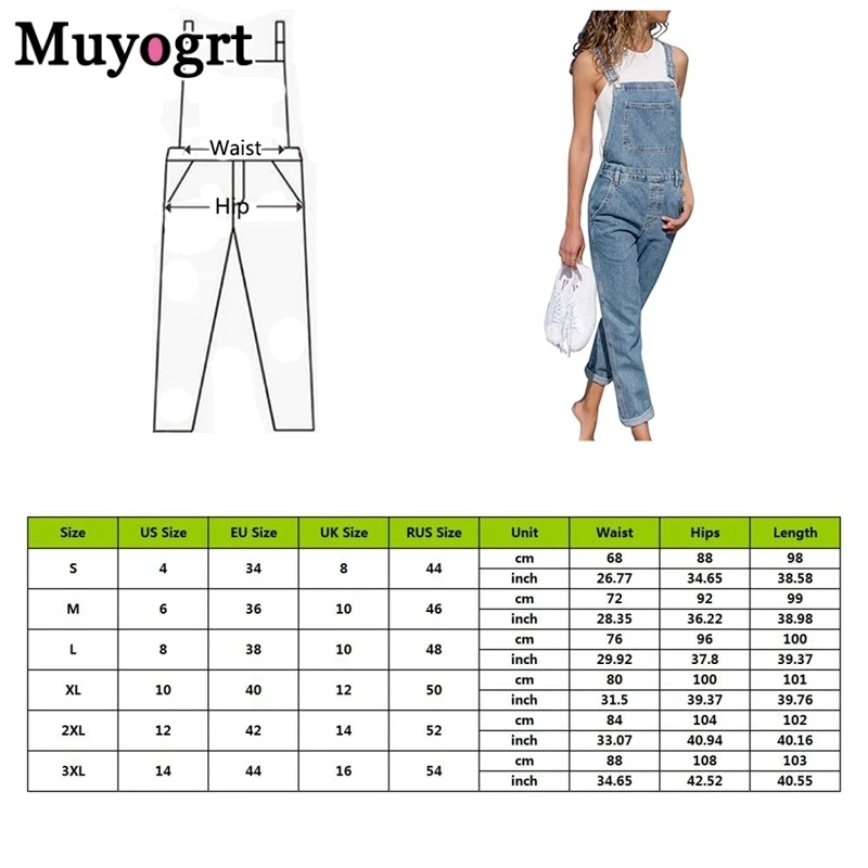 

Muyogrt Spring Women Ladies Baggy Denim Cross Border Special Jeans Bib Full Length Overall Solid Loose Causal Jumpsuit Suspender