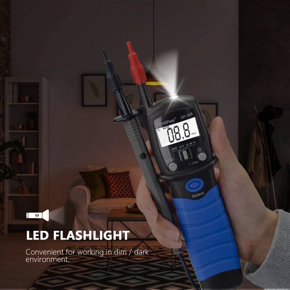 HoldPeak HP-38B прецизионный цифровой мультиметр ручка Тип метр Авто Диапазон ЖК-дисплей Профессиональный AC/DC НАПРЯЖЕНИЕ электронный диод тестер