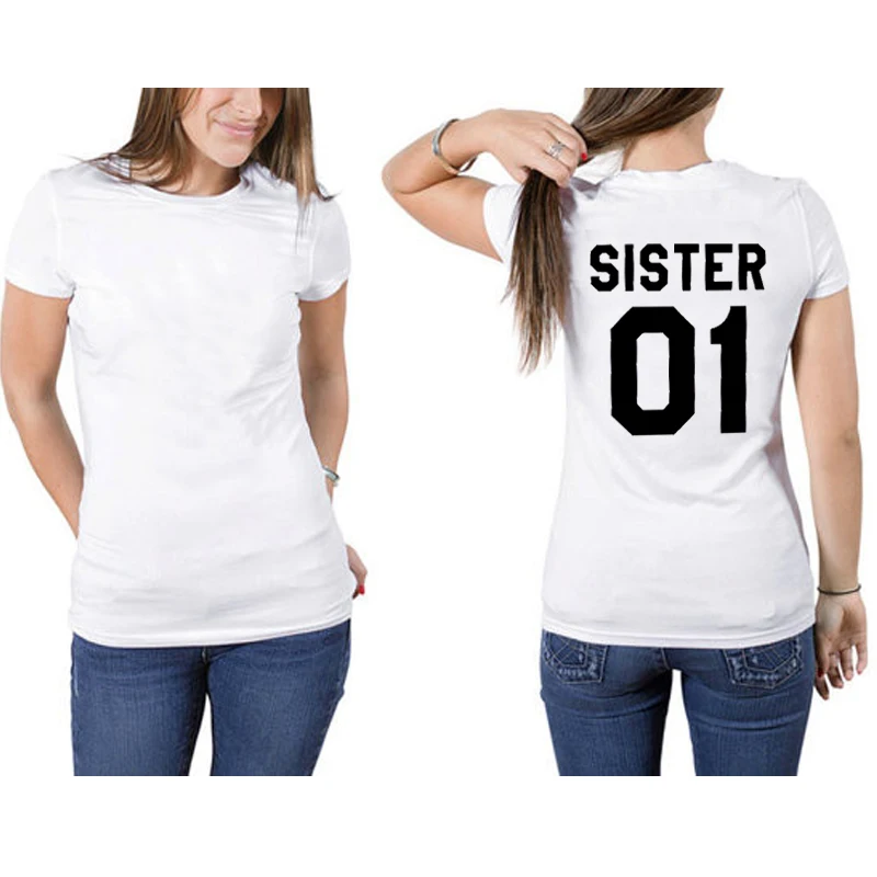 Женская летняя футболка Best Friends SISTER 01 02 Футболка с принтом топы короткими