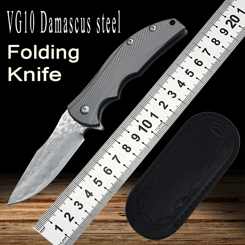 

Для повседневного использования, фруктов Ножи спасательный поход Ножи VG10 Дамаск Сталь Многофункциональный Ножи Титан ручка ZT0606 складной Н...