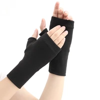 unisex half finger warm gloves for autumn and winter plus velvet thickening high stretch writing game scar tattoo
