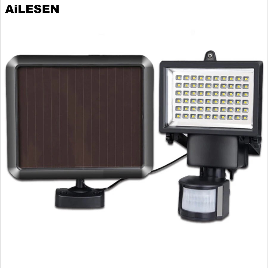 60 светодиодов солнечной энергии PIR датчик движения Точечный светильник
