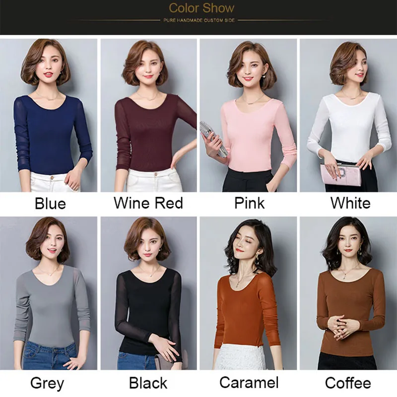 2021 Осень Blusas feminina элегантная женская блузка повседневный сетчатый топ Женская
