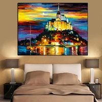 canvas painting landscape poster walling in rain light road oil painting wall art pictures for living room home decor cuadros